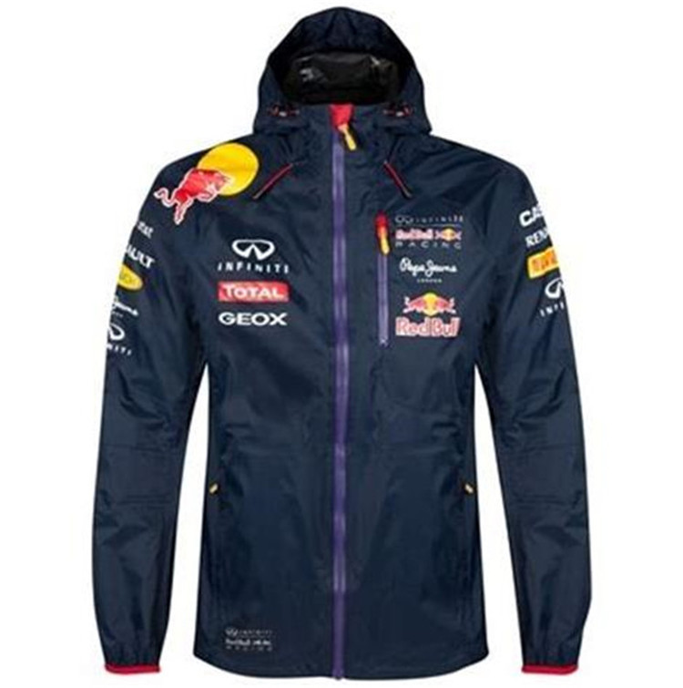 In Stock F1 Red Bull Racing Team Red Bull Jacket Windbreaker Taped Raincoat Softshell Ski Racing Suit