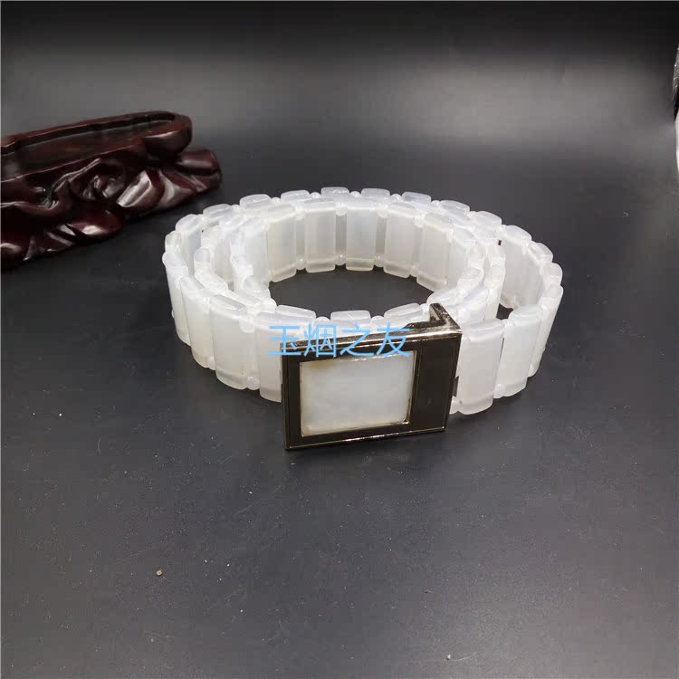 Natural A goods Agate belt White Agate ice jade belt Men and women popular business leisure gift collection