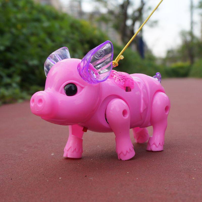 Shake-in-the-style Rope Pig Electric Glow Will Walk Will Pull Cord Pig Baby Walk Piggy Piglet Internet Red Toy