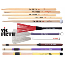 Барабанная палочка Vic Firth 5A 7A BJR HBWB TW11-12 RUTE303 Американская барабанная палочка с щеткой в ​​комплекте