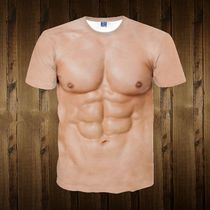 False abdominal pecs 3D printing funny gorilla T-shirt annual clothing cosplay muscle men tattoo monkey short sleeve