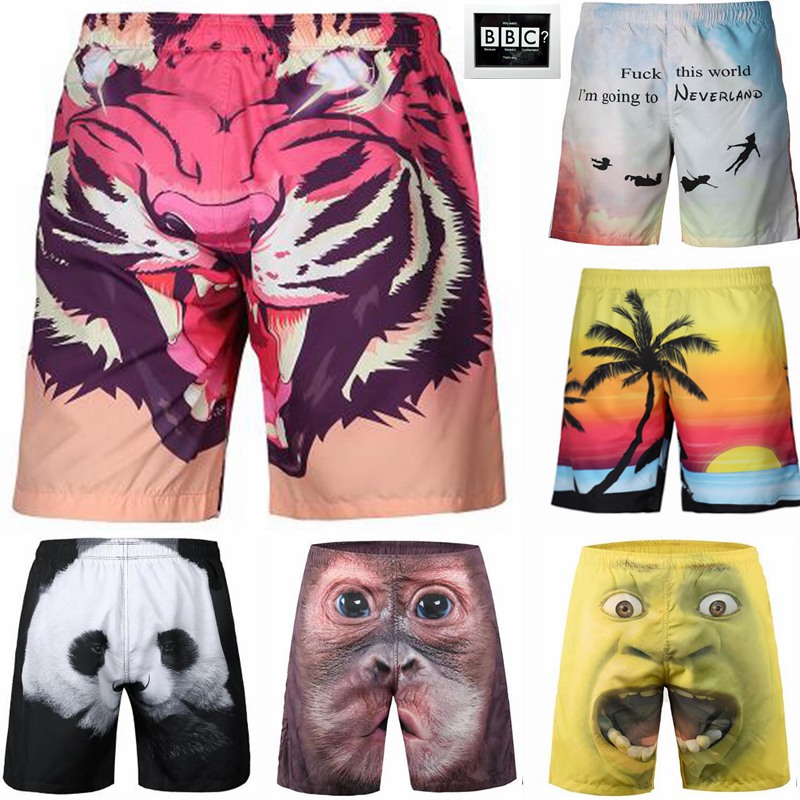 3D gorilla print shorts men's beach pants Summer men's casual pants casual shorts Panda pattern five-point pants