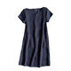 Unprinted style linen loose, cool and comfortable literary and simple slimming A-line side pocket round neck dress