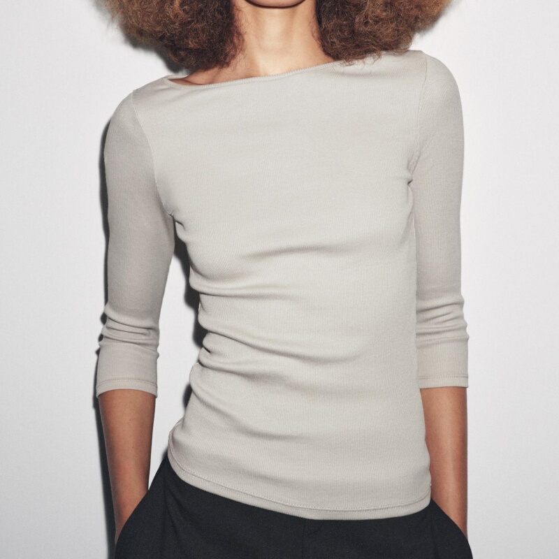 2025 Autumn New Boat Neck Mid-Sleeve T-Shirt for Women, Slim Fit Base Layer Top, Slimming One-Line Neck T-Shirt