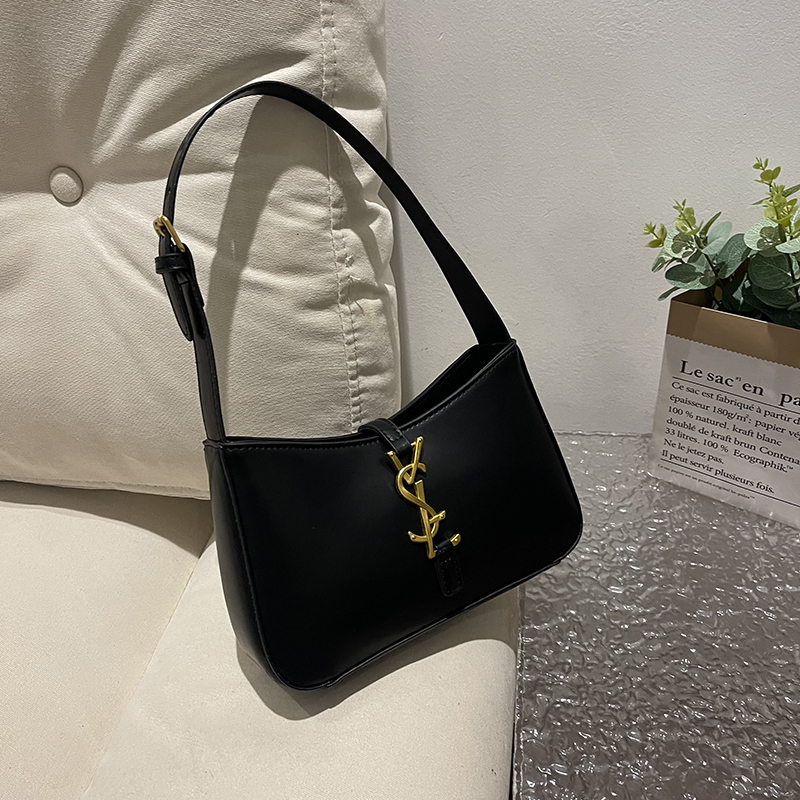 2024 New Women's Bag Solid Color Single-Shoulder Pu Fashion Versatile Handbag Underarm Bag Niche Design Baguette Bag
