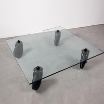 Valley and simple Nordic roller Gray green glass coffee table Sofa coffee table Living room coffee table ins wind light luxury