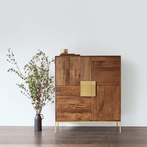 Valley and simple entrance cabinet Dining side cabinet Minimalist metal bedroom side cabinet Storage cabinet Nordic wood color ins decoration