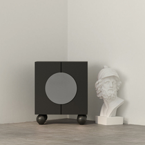 Valley and modern light luxury designer Simple black bedside table Bedside cabinet locker Double door handle art cabinet