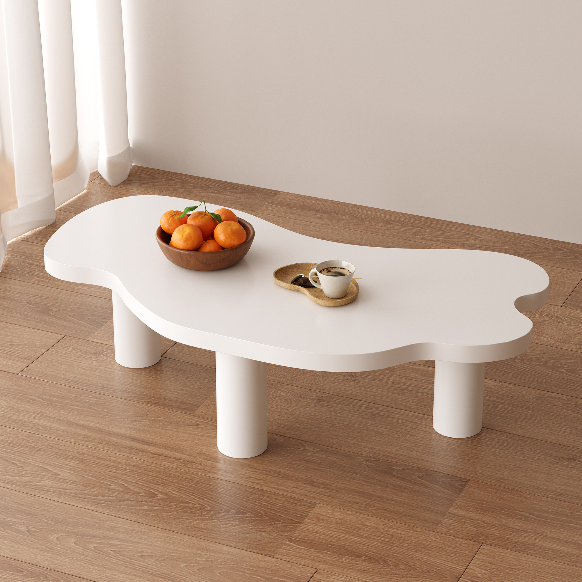 Minimalist Nordic designer Tea Table Medieval tea table small family accommodation tea table Cloud Dot tea table solid wood whole dress white