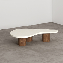  Fashion Nordic middle-aged coffee table Cloud shaped coffee table Small apartment bed and breakfast coffee table Solid wood whole marble solid wood