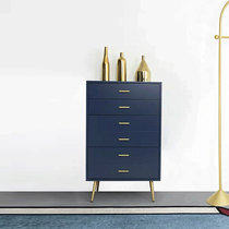Nordic Hera light luxury four chest of drawers Bedroom storage cabinet Solid wood drawer locker Living room storage side cabinet blue