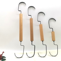 Clothing store log S hook long clothes hook display rack Large S-shaped solid wood clothes hook extended hook round wooden stick S pants hook