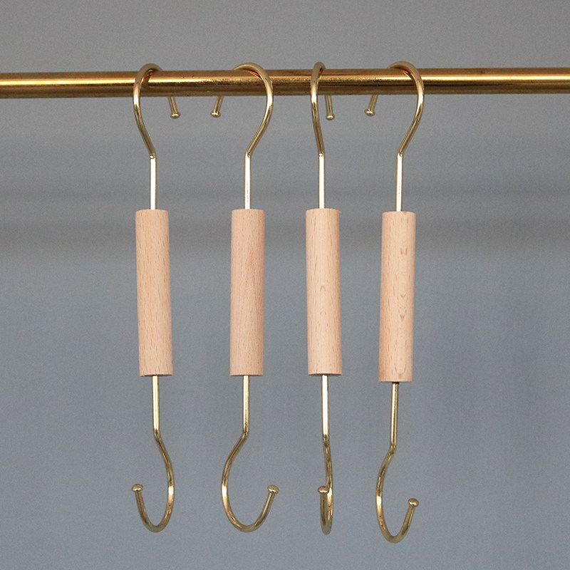 Clothing Shop S Hook Long Clothing Hook Hooks Hook rack Large S type solid wood hanging clothes hook imitation ancient hanger round wood stick S hook-Taobao