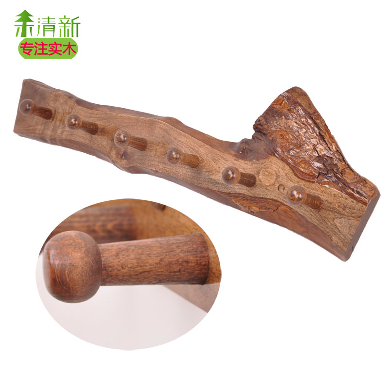 Wood Fresh Solid Wood Wall Hook Coat Hook Log Shape Furniture Scarf Wall Rack Hanging Board Coat Hook