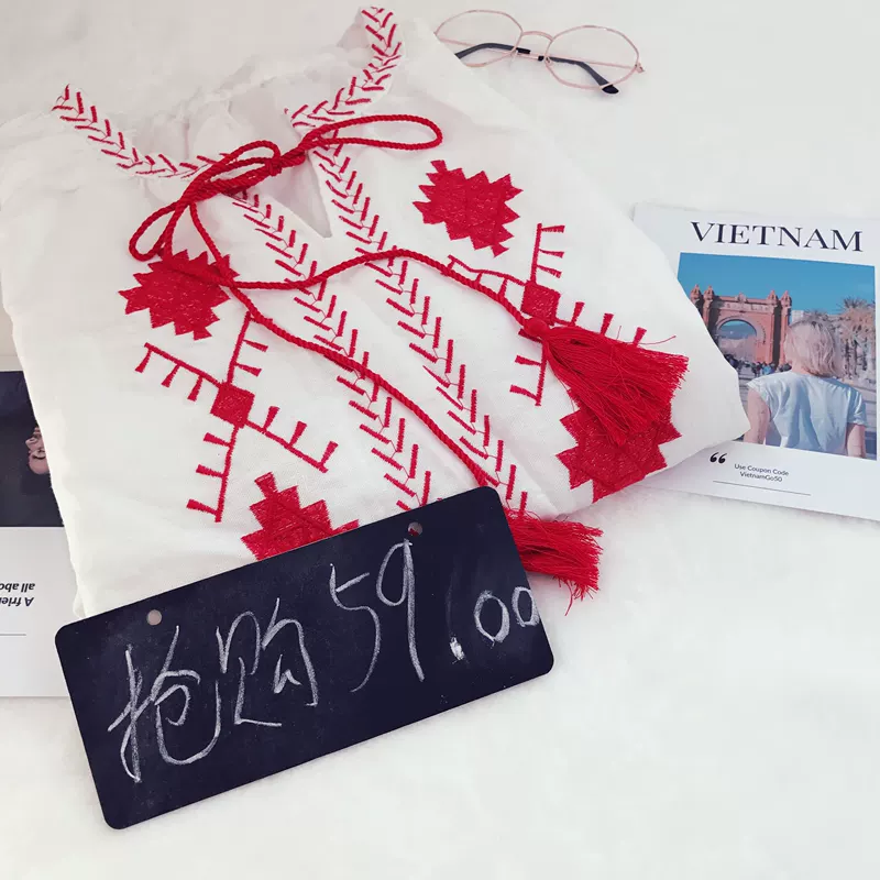 Vintage phong cách dân tộc váy bãi biển bên bờ biển kỳ nghỉ bohi váy midi lỏng lẻo thêu bông và vải lanh
