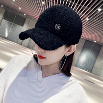  Hong Kong hat womens autumn and winter new cap lamb hair solid color warm baseball cap M standard curved eaves fashion all-match