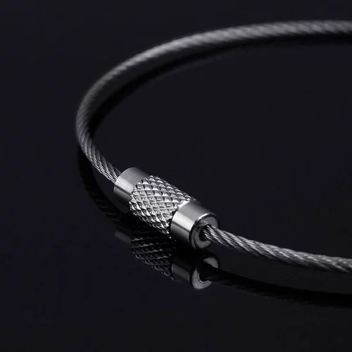 Стальная проволка, золотой металлический мужской брелок из нержавеющей стали с застежкой