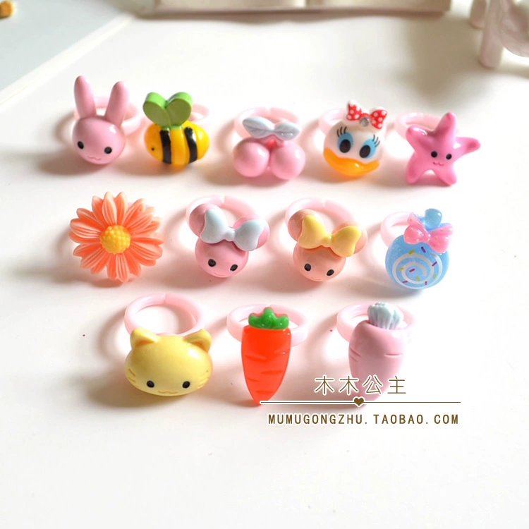 Baby Kids Phụ kiện Cô gái Phụ kiện PC Cartoon Nhẫn nhỏ Nhẫn nhỏ - Nhẫn