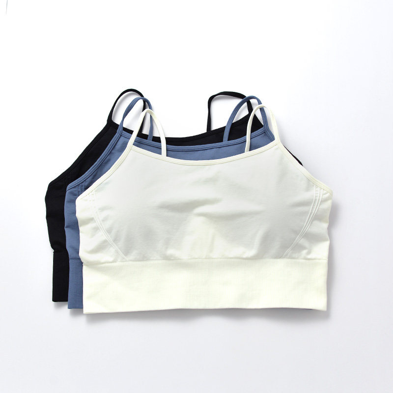 Fine Shoulder Strap New Sports Underwear Big Chest Wrap Fitness Bra Yoga Smooth Comfort No Steel Ring Summer Women