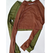 European and American foreign trade fitness clothes long sleeve navel Capri pants sports underwear bra female yoga clothing Park Yuan trade