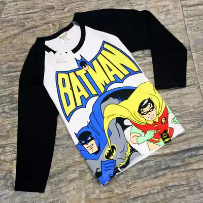 2019 children's autumn new JCBBQ batman superman cartoon pattern cotton round neck t-shirt long sleeve inner jacket