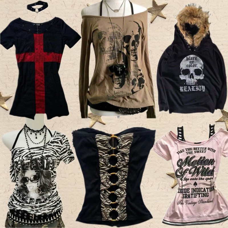 [Cross-Border Special Offer] Foreign Trade Subculture Niche Millennial Retro Leopard Print Casual Y2K Hot Girl Tops Collection for Women