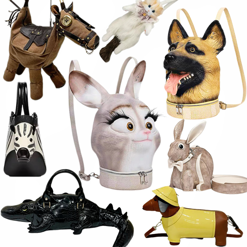 Updated Animal Bag Collection) Foreign Trade Creative Quirky Shaped Handbags, Shoulder Bags, Niche Trendy Crossbody Bags