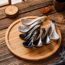Splash Spoon Cutlery Ceramic Small Spoon Short Handle Soup Spoon Large stock Soup Ceramic High Temperature Resistant Home Advanced