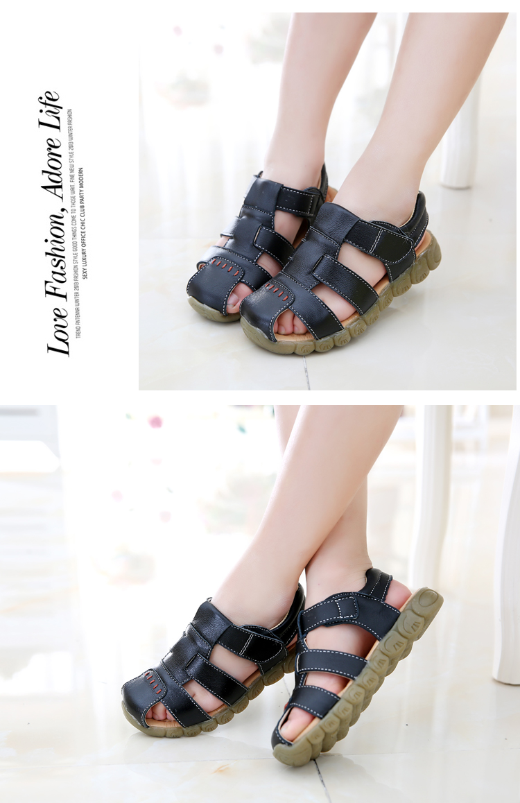 Sandales enfants en cuir Baotou pour été - semelle tendon - Ref 1053311 Image 14