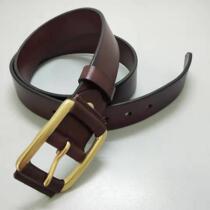 Thick cowhide leather cowhide leather brown belt handmade belt Pure copper belt buckle