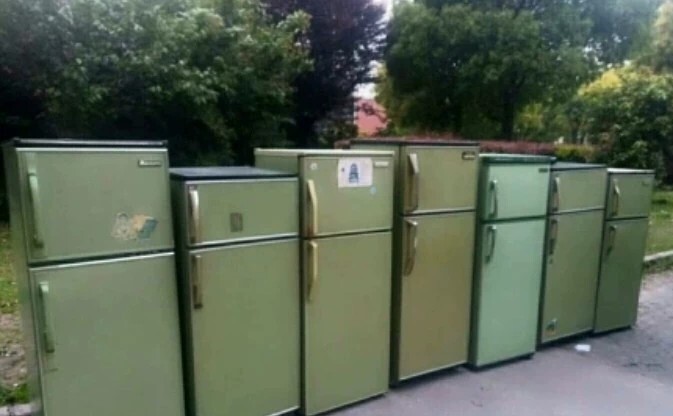 Green leather old fridge with old fridge-Taobao