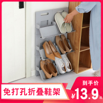 Multi-layer can be superimposed simple shoe shelf dormitory shoe cabinet home put door shoe storage artifact wall rack
