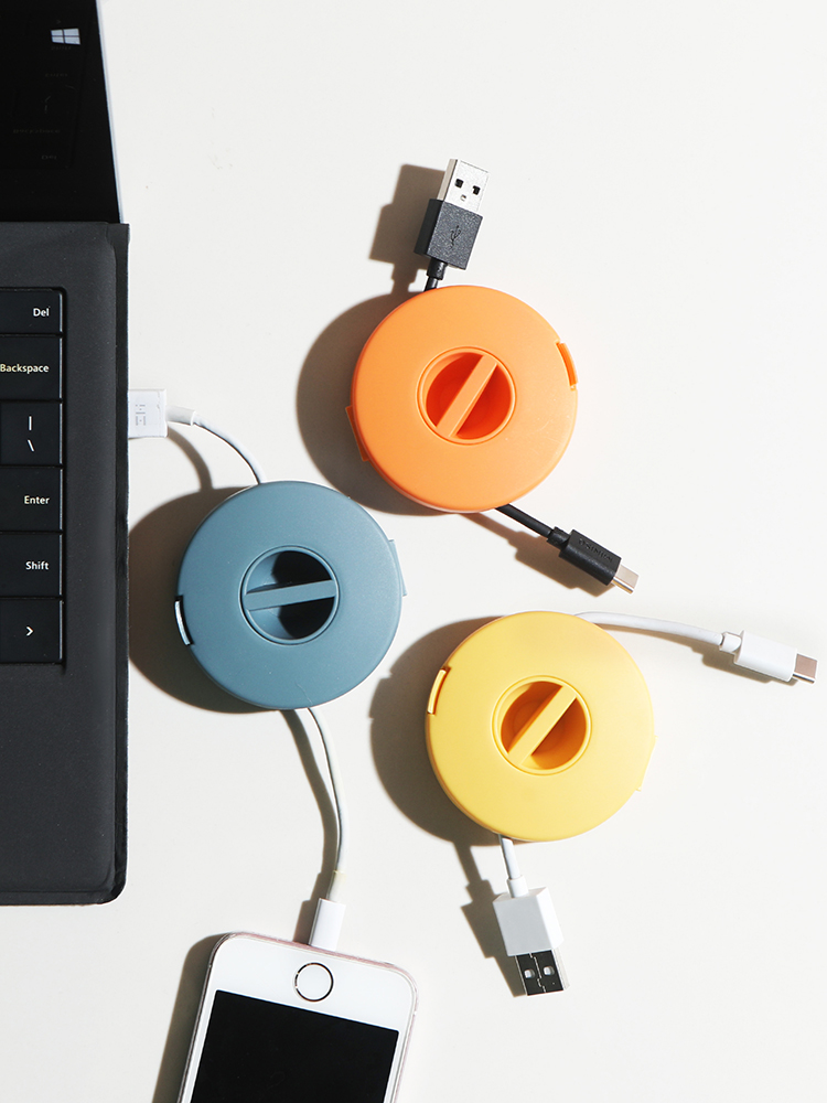 Mobile phone headphone cord data cable winding device portable reel tie finishing device anti-winding artifact storage protection box