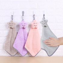 Cute hanging hand towel thickened rag dish towel Kitchen absorbent towel does not lose hair does not stick oil dish cloth