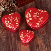 Wedding candy box Wedding supplies Candy packaging box Red heart-shaped Chinese style tinplate box gift box