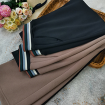 Great Love Texture Rainbow Strip Elastic Waist Plus Velvet Casual Pants Women's Loose Wear Pants Straight Broad Legs Pants