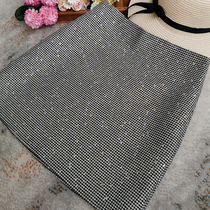 Xiao Xiang Feng Heavy Industry Nail Bead Sequin High Waist A Skirt Short Skirt Female