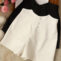 Also being also idle and comfortable single row with small crowdsourced high waist wide legs shorts women casual loose display slim hot pants