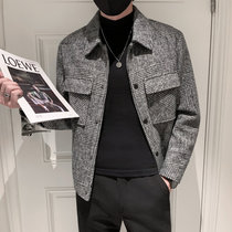 Mens woolen coat autumn and winter Nizi woolen short slim jacket coat tide