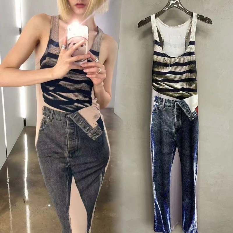 Clearance Internet Celebrity 3D Jeans Illusion Print Sexy Hot Girl Camisole Dress 2026 Summer Bodycon Long Dress Clearance Internet Celebrity 3D Jeans Illusion Print Sexy Hot Girl Camisole Dress 2026 Summer Bodycon Long Dress