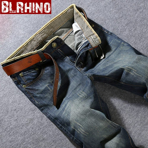 Мужские демисезонные штаны, приталенные прямые свободные джинсы, ретро комбинезон, в корейском стиле