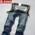 Quần jean rách hợp thời trang quần lọt khe bò nam quần bò nam giản dị quần jeans hè trẻ Hàn Quốc - Quần jean Quần jean