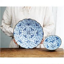 Japanese imported meiyao Fu peony rice bowl soup bowl plate plate plate ceramic and style Japanese household tableware