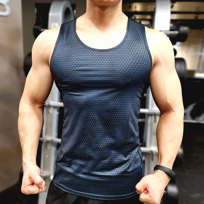 Sports Fitness Vest Men Tight summer speed Dry high bounce Breathable Sleeveless training Conserve Running basketball Bottoms Shoulder