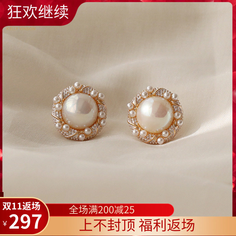 French pearl earrings 2021 New temperament high grade silver earrings female light luxury ear clip earrings earrings tide