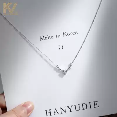S925 sterling silver necklace female Net red Korean version of a deer has your choker personality simple niche ins cold trend