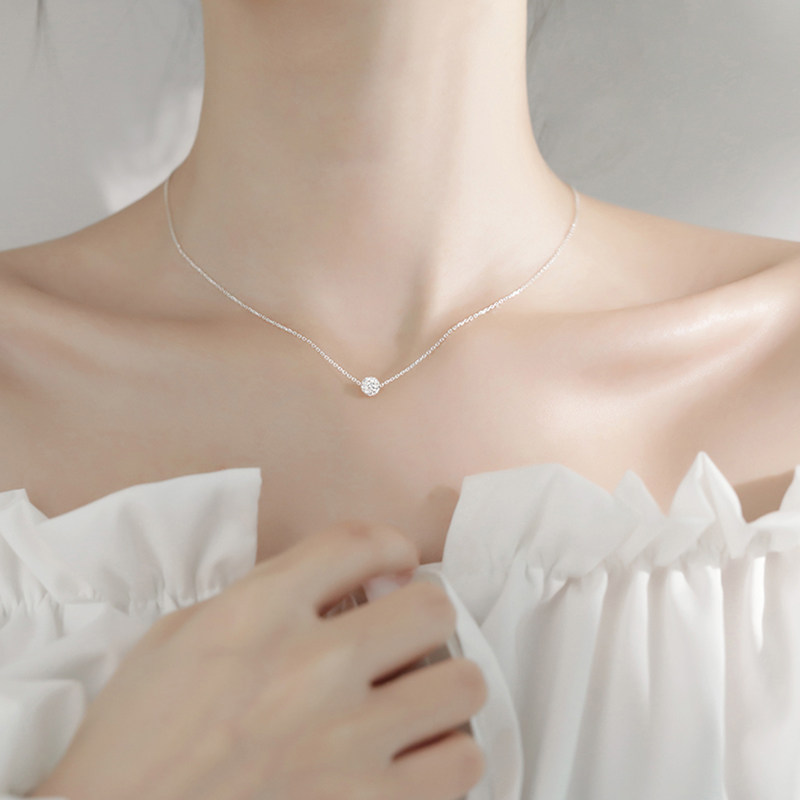 Transfer beads necklace female 2022 new simple ins cold wind niche design light luxury sterling silver clavicle chain