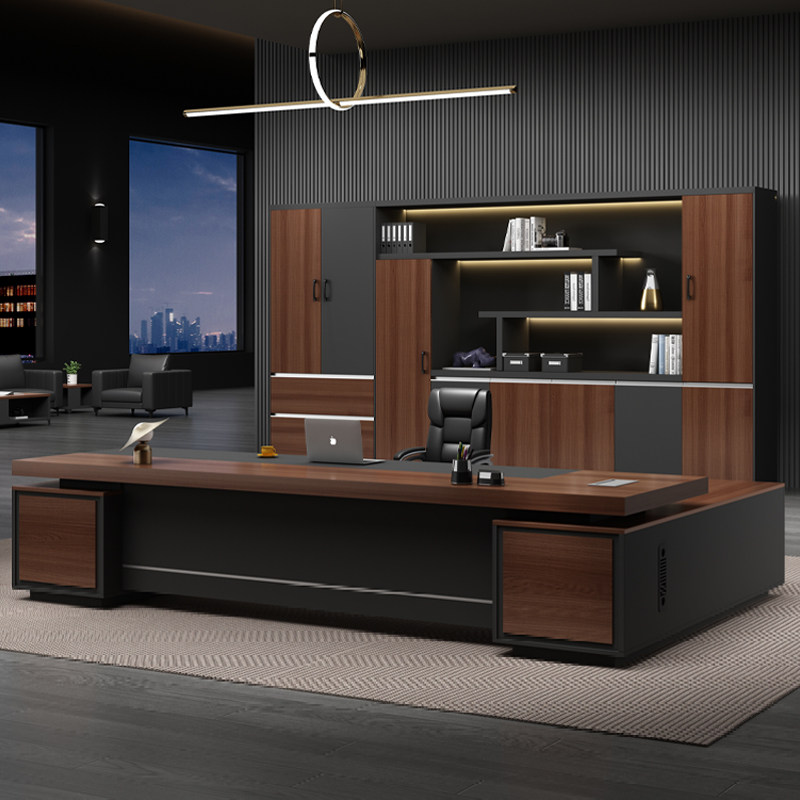 Boss Table Hu Peach Wood Desk Brief Modern Grand Bandae President Desk Office Desk Office Warp Room Table Furniture-Taobao