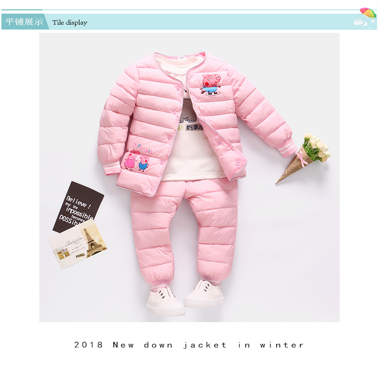 Bộ đồ cotton cho bé xuống 2-7 tuổi bé trai và bé gái áo khoác cotton dày ấm 3-4-5-6 Bộ đồ cotton hai mảnh cho bé quần áo cho bé gái