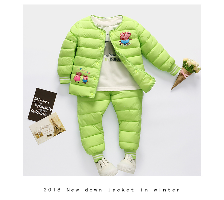 Bộ đồ cotton cho bé xuống 2-7 tuổi bé trai và bé gái áo khoác cotton dày ấm 3-4-5-6 Bộ đồ cotton hai mảnh cho bé quần áo cho bé gái